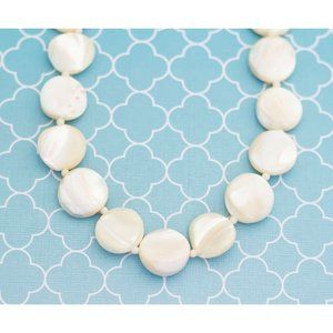 Vintage Perfect Mother of Pearl Beaded Necklace 26 inch - R16